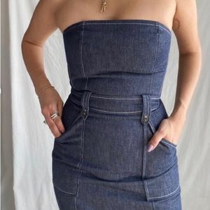 Express Denim Dress Strapless Dress